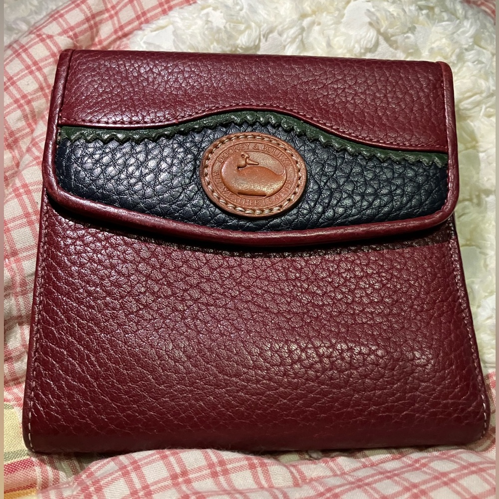 Rare vintage Dooney and Bourke leather burgundy red small wallet
